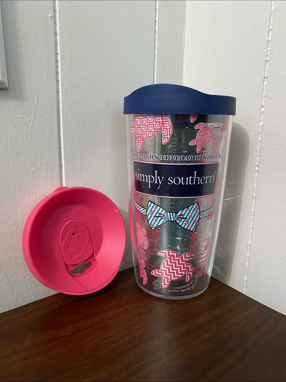 Simply Southern Navy, Pink and Teal Turtle Tumbler